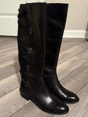 BCBGeneration Black Knee-High Lace-Up Riding Boots